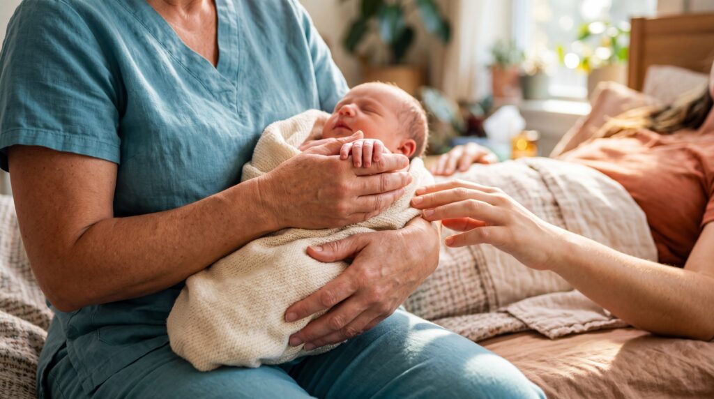 Nurse to Postpartum Doula, Nurse helping